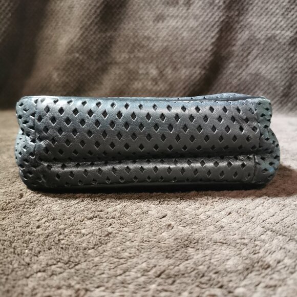 Black/Silver Perforated Lamb Leather Crossbody EUC #238 - Picture 8 of 11
